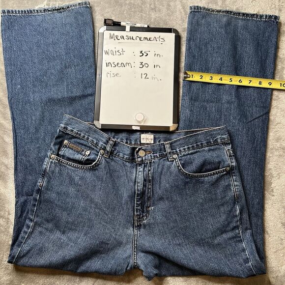 Calvin Klein Jeans Women 13 Blue Denim Double Stone Wash Flare Preppy ZJ065196S - Picture 8 of 8